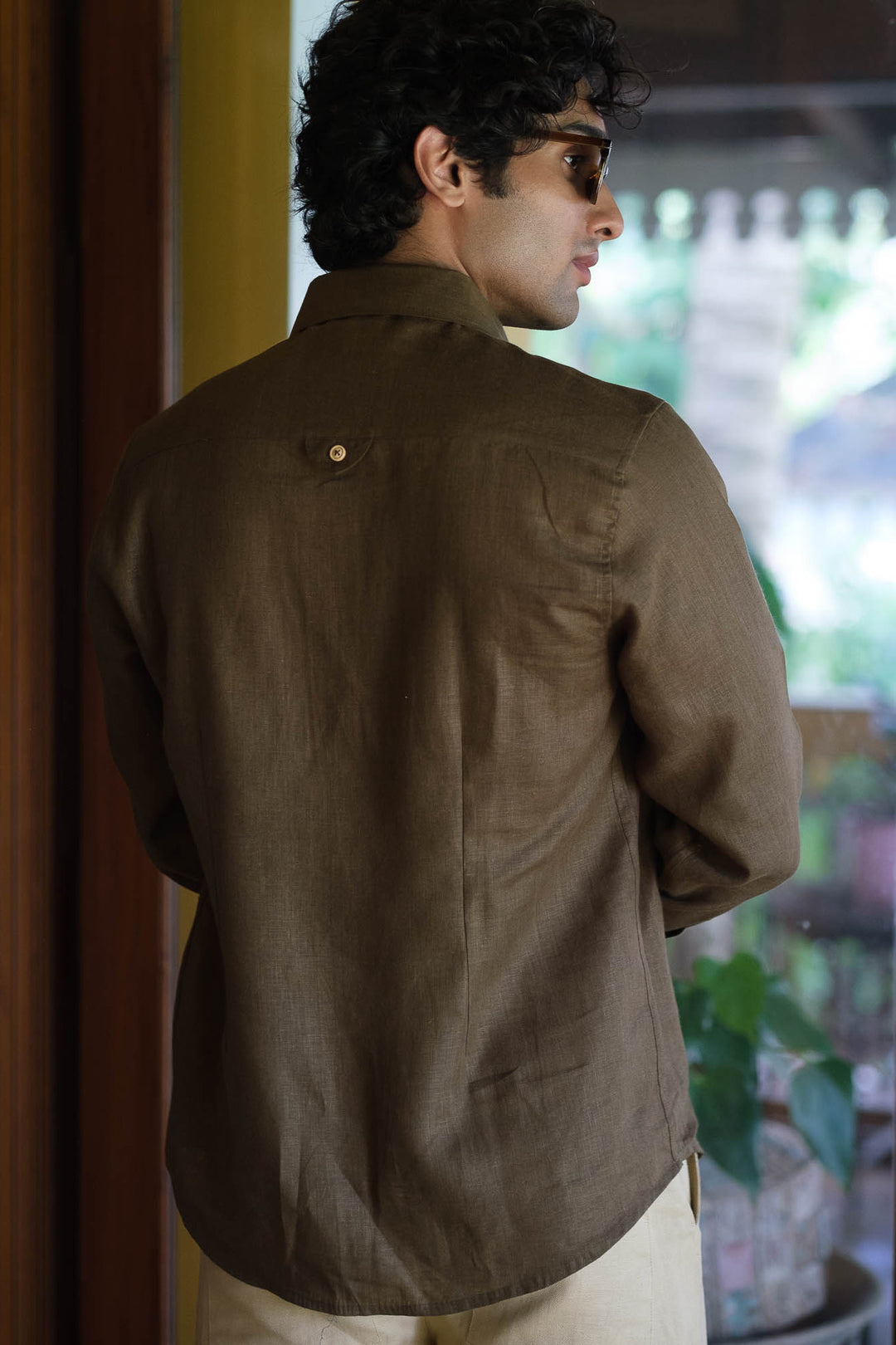 Buy Mens Shirt Linen Shirt for Men Olive Green Online
