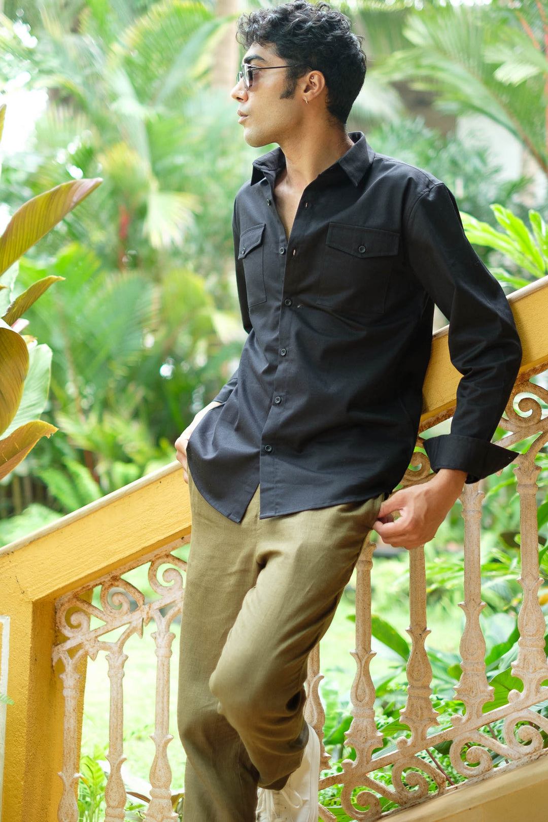 Light Green Olive Green Jeans Combination Shirt Matching Green