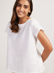 Linen Boat Neck Top