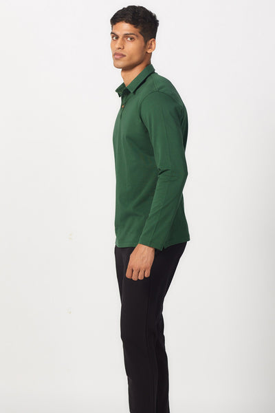 Pima Polo - Full Sleeve Pine Green | Mens Tshirt | Creatures of Habit