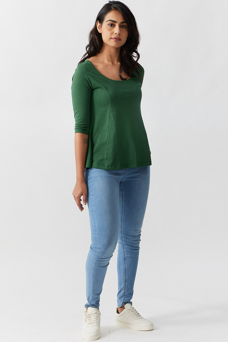 Women Tops | The Pima Flared Top for Women Pine Green