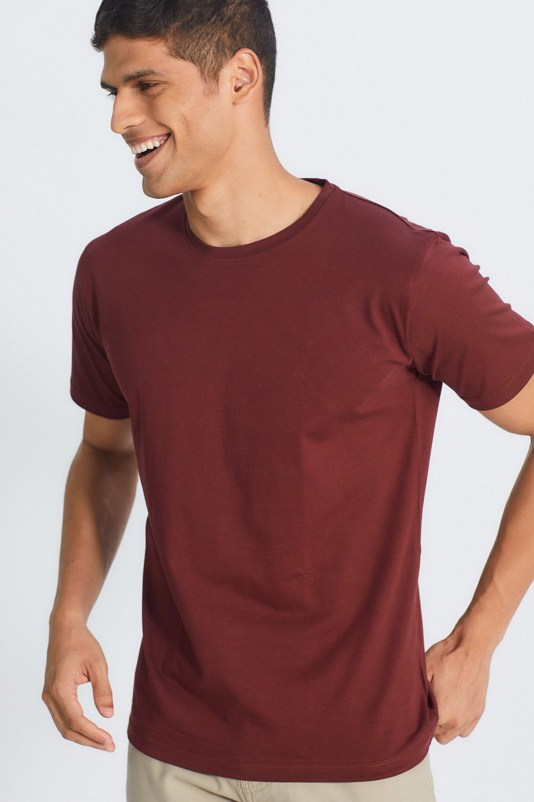 Men's T-shirt- Explore Pima Crew Tshirt Port Red Online
