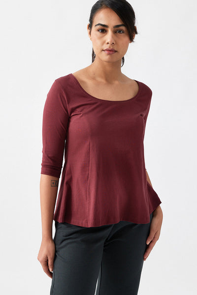 Women Tops | The Pima Flared Top for Women Port Red