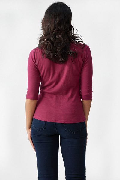 Womens Tops | The Rib V Neck Tops for Women Berry Pink