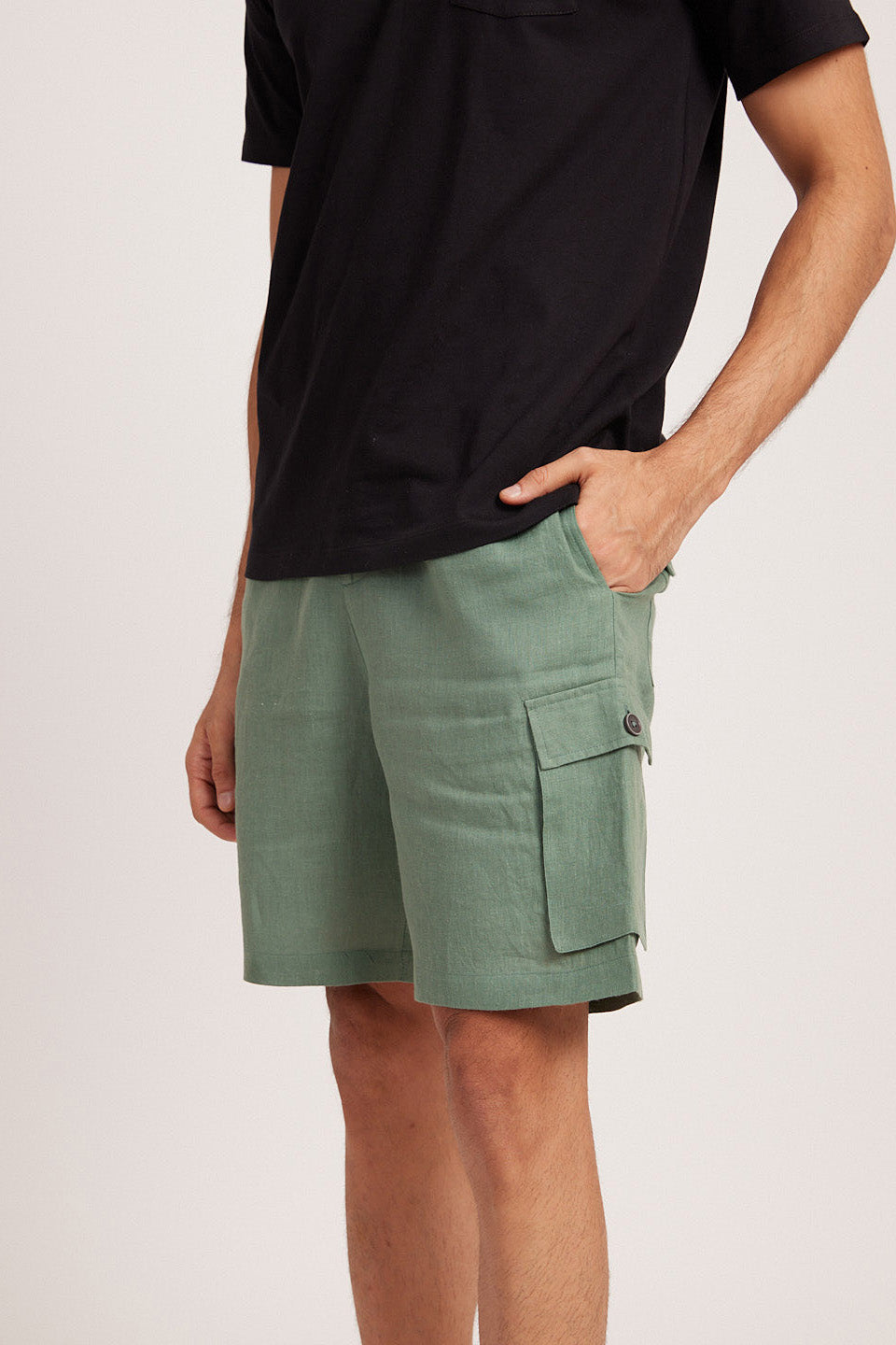 Explore Linen Cargo Shorts for Men Sage Green Online