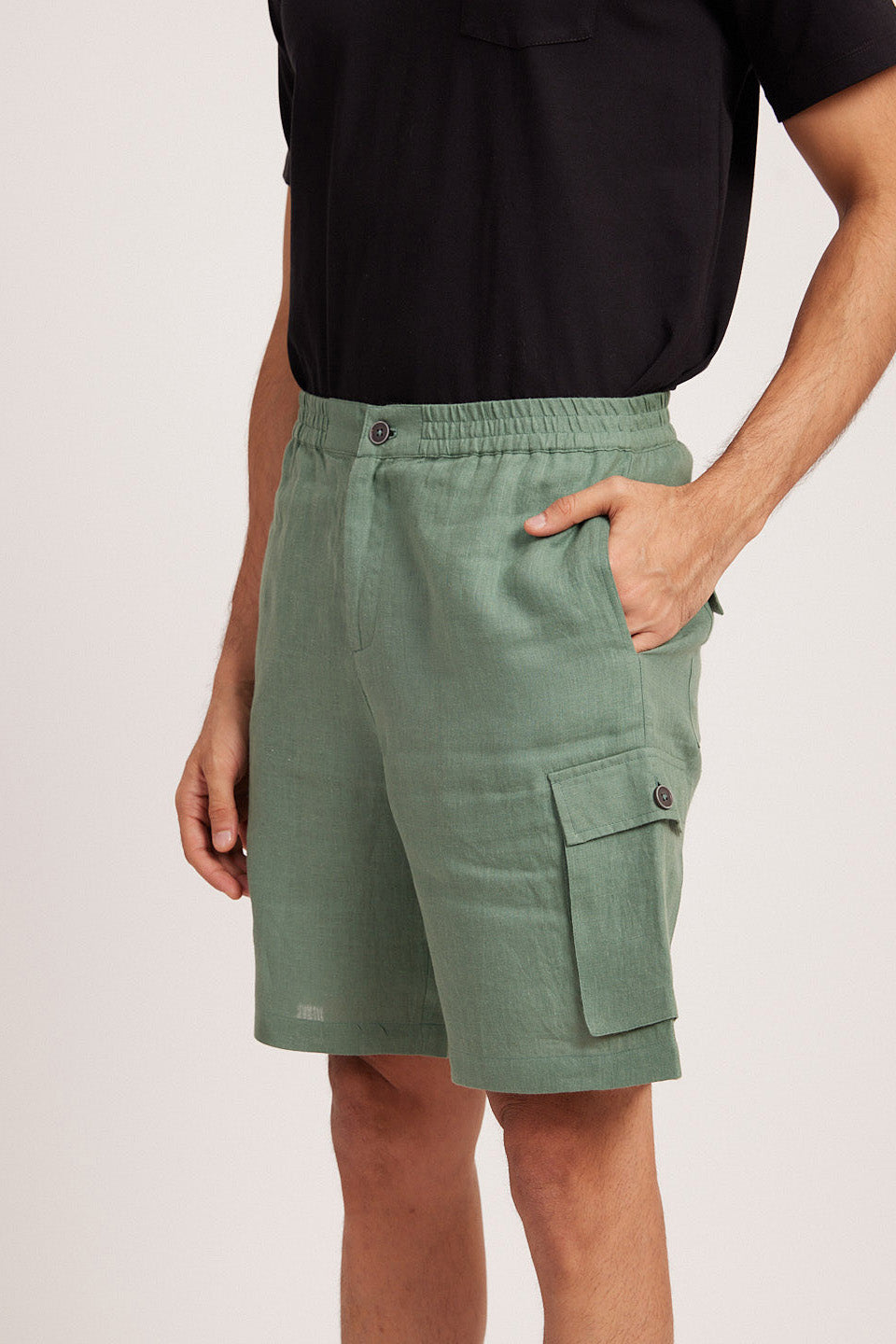 Explore Linen Cargo Shorts for Men Sage Green Online