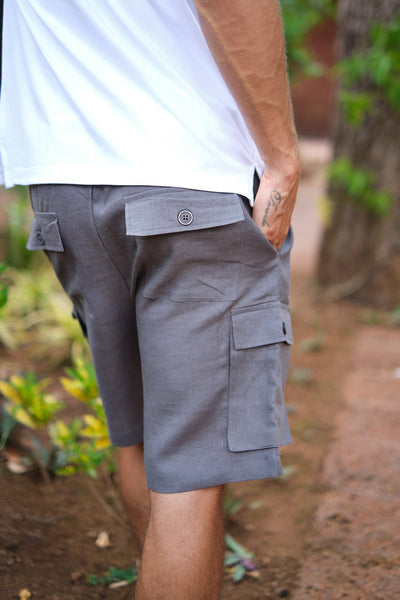  The Linen Cargo Shorts Slate Grey  | Mens Shorts   |  Creatures of Habit