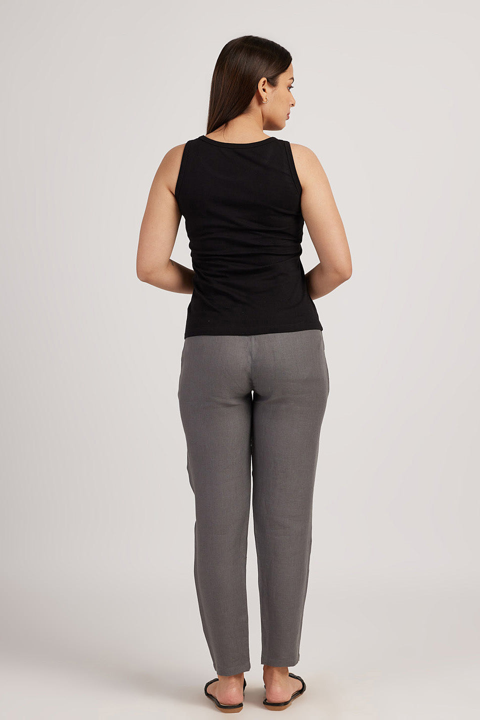 Trousers for Women - The Linen Pleated Trousers Slate Grey