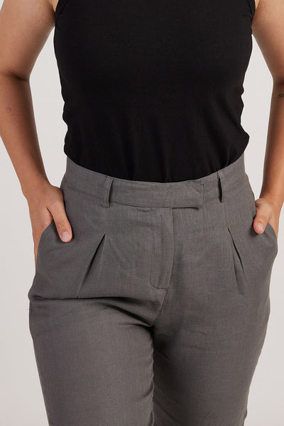 Trousers for Women - The Linen Pleated Trousers for Women Slate Grey | Creatures of Habit