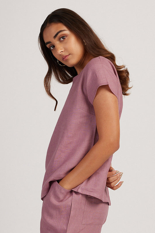 Linen Co-ord Set with Boat Neck Top and Easy Pants | Creatures of Habit