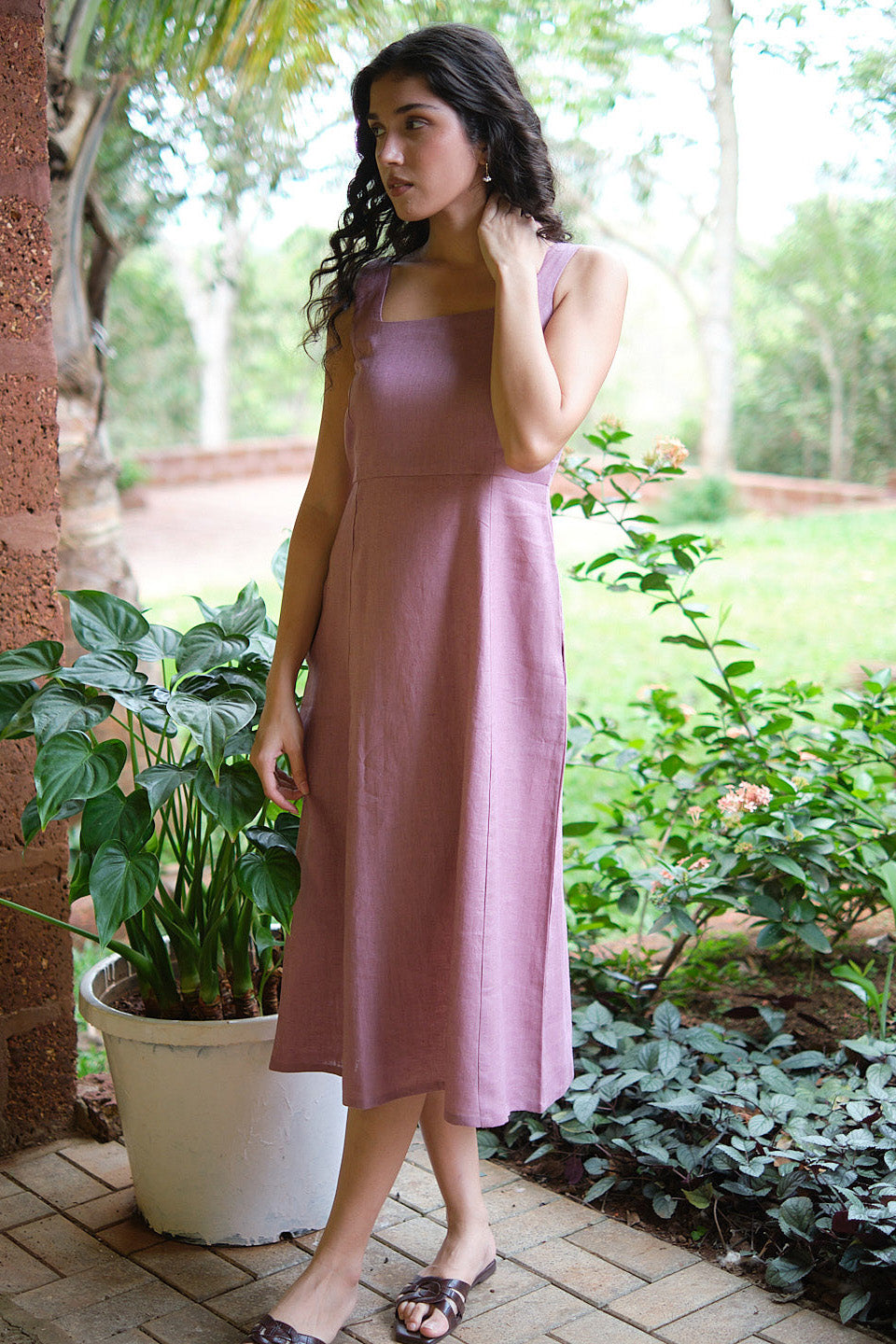 pink linen midi dress Buy for Women Vintage Online Color:M-Light Pink global-style-Arista Aboser Women's Flapper Dresses