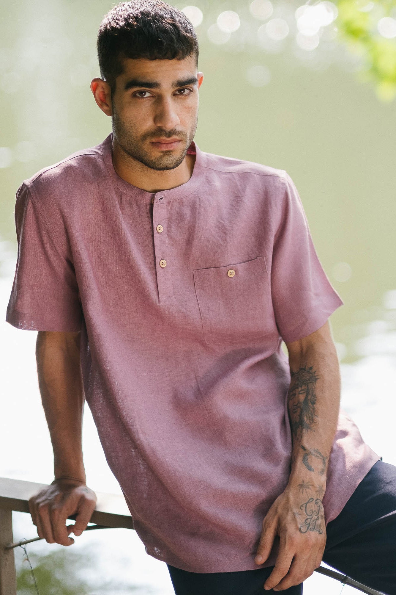 The Linen Henley Shirt Vintage Pink | Mens Shirts | Creatures of Habit