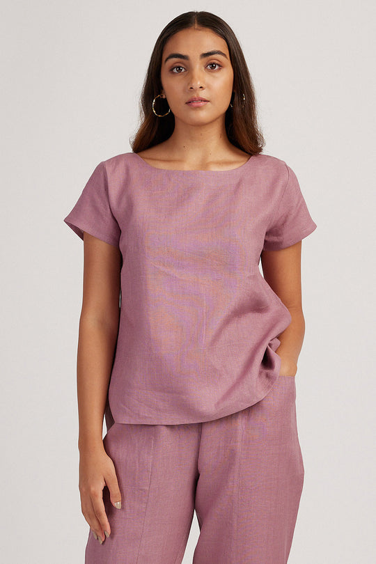 Linen Co-ord Set with Boat Neck Top and Easy Pants | Creatures of Habit