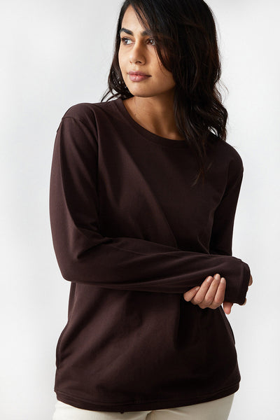 The Pima French Terry Sweatshirt for Women Walnut Brown | Women Sweatshirts