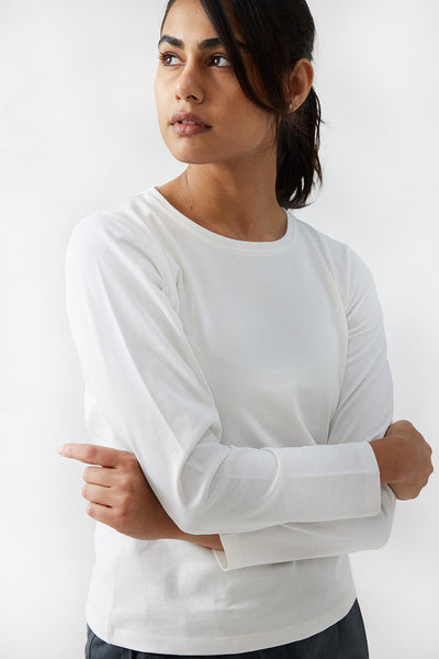Pima Crew Full Sleeve T shirt for Womens White | Womens T-Shirt | Creatures of Habit